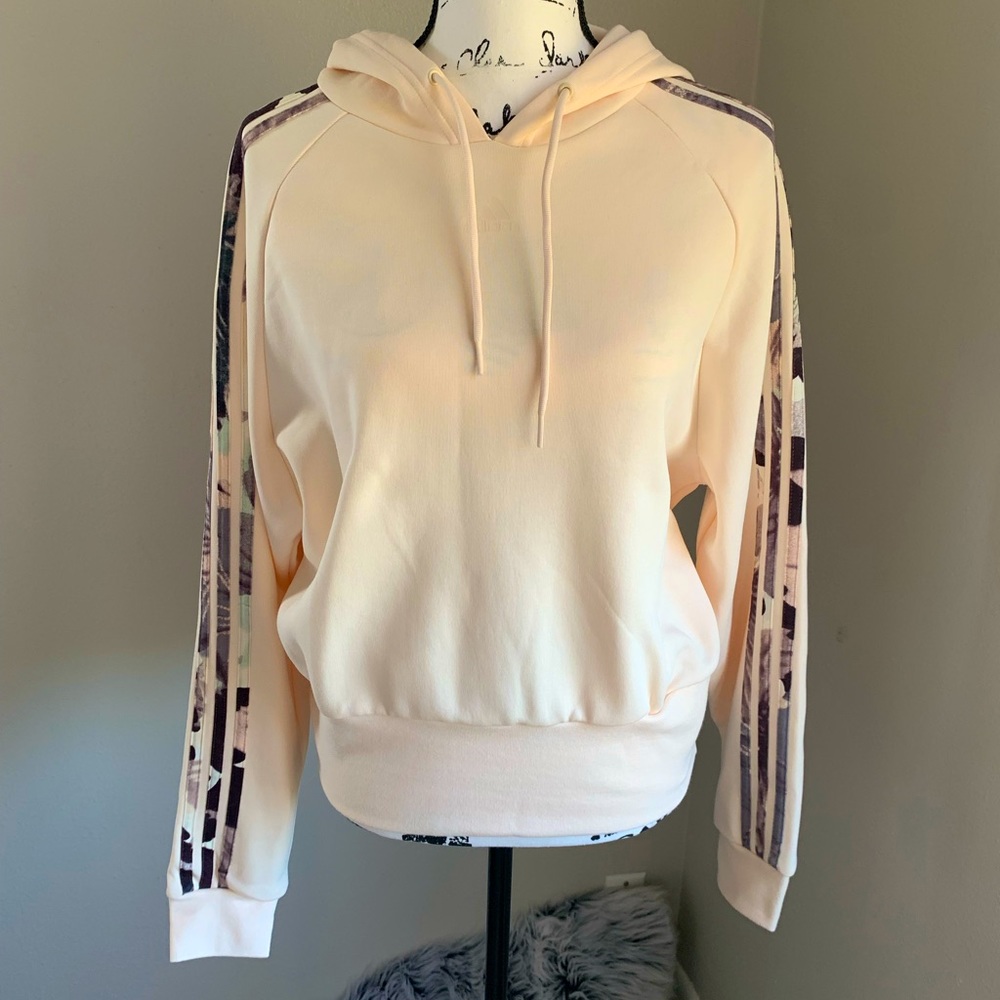 Adidas Women’s Floral 3-Stripe Cream Hoodie medium